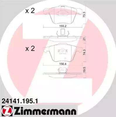 Колодки тормозные дисковые передние VOLVO XC90 Otto Zimmermann 24141.195.1