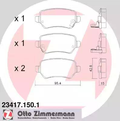 Колодки тормозные дисковые задние OPEL Astra, KIA Cee'd Otto Zimmermann 23417.150.1