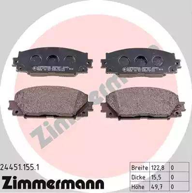 Колодки тормозные дисковые передние TOYOTA Prius, LEXUS CT Otto Zimmermann 24451.155.1