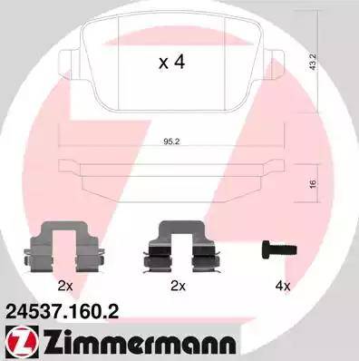 Колодки тормозные дисковые задние FORD Focus Otto Zimmermann 24537.160.2