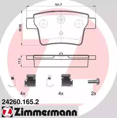 Колодки тормозные дисковые задние FORD Mondeo, JAGUAR X-Type Otto Zimmermann 24260.165.2