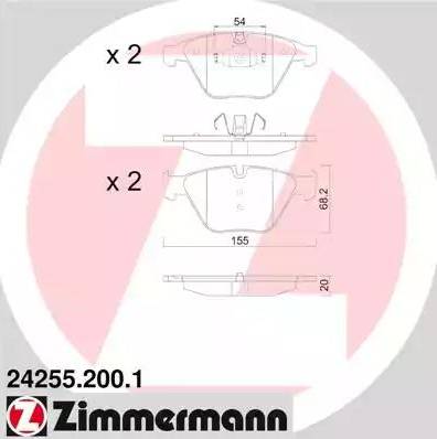 Колодки тормозные дисковые передние BMW 3 Otto Zimmermann 24255.200.1