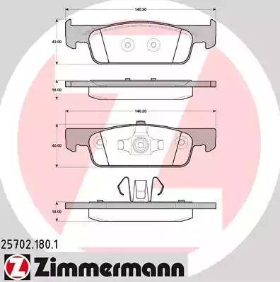 Колодки тормозные дисковые передние RENAULT Twingo Otto Zimmermann 25702.180.1