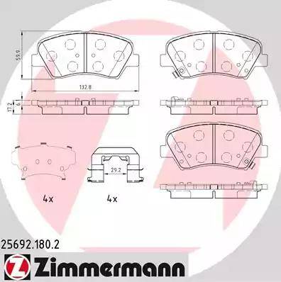 Колодки тормозные дисковые передние HYUNDAI Elantra, KIA Cee'd Otto Zimmermann 25692.180.2