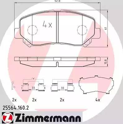 Колодки тормозные дисковые передние MAZDA CX-5 Otto Zimmermann 25564.160.2