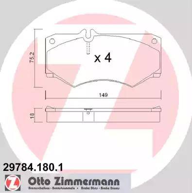 Колодки тормозные дисковые передние VOLKSWAGEN LT Otto Zimmermann 29784.180.1