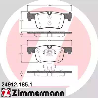 Колодки тормозные дисковые передние BMW 1, 3 Otto Zimmermann 24912.185.1