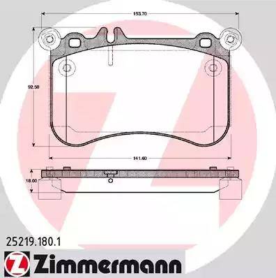 Колодки тормозные дисковые передние MERCEDES CL Otto Zimmermann 25219.180.1