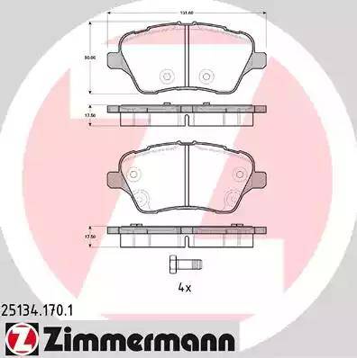 Колодки тормозные дисковые передние FORD B-Max Otto Zimmermann 25134.170.1