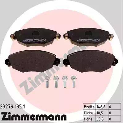 Колодки тормозные дисковые передние FORD Mondeo, JAGUAR X-Type Otto Zimmermann 23279.185.1