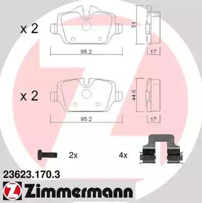 Колодки тормозные дисковые задние BMW 1, 3 Otto Zimmermann 23623.170.3