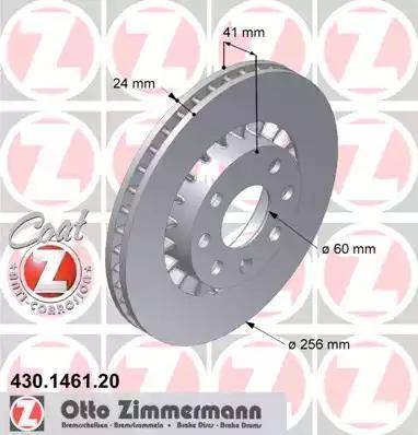 Диск тормозной передний DAEWOO Nexia, Espero, CHEVROLET Lanos Otto Zimmermann 430.1461.20, D=256 мм