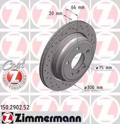 Диск тормозной задний BMW 3, 4 Otto Zimmermann 150.2902.52, D=300 мм