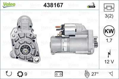 Стартер для AUDI A8 12В 1.7кВт Valeo 438 167