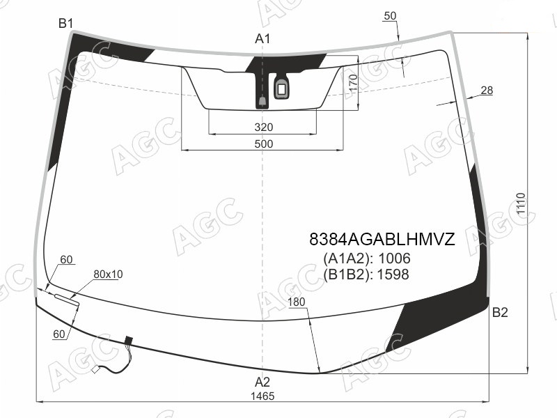 Стекло лобовое с обогревом щеток LEXUS RX270 AGC 8384AGABLHMVZ