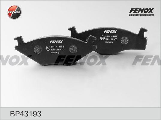 Колодки тормозные, дисковые передние VW GOLF, JETTA Fenox BP43193