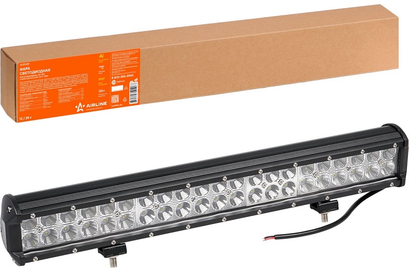 Фара светодиодная двухрядная Airline ALED051, 42 LED комбинированный свет, 126 W, 505x78x65, 12/24 V