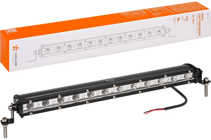 Фара светодиодная Airline ALED063, однорядная, 12 LED, направленный свет, 18 W, 12/24 V 