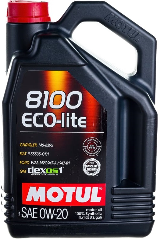 Масло моторное синтетическое Motul 108535, 8100 Eco-Lite SN/CF, 0W-20, 4 л 