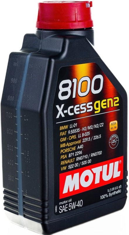 Масло моторное синтетическое Motul 111681, 8100 X-cess GEN2, A3/B3/B4, 5W-40, 1 л 