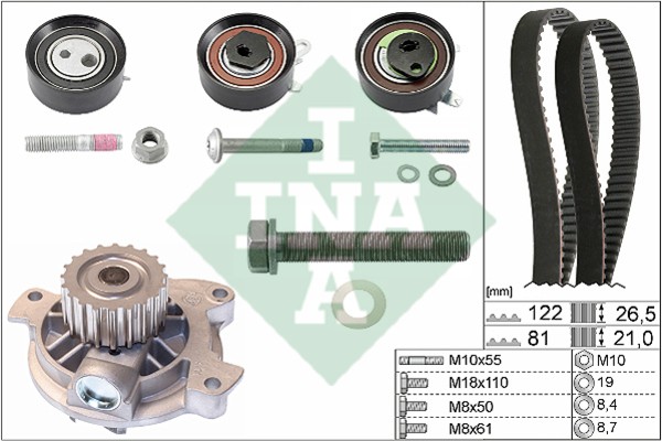 Комплект ремня ГРМ с водяным насосом VOLKSWAGEN LT Ina 530 0483 30