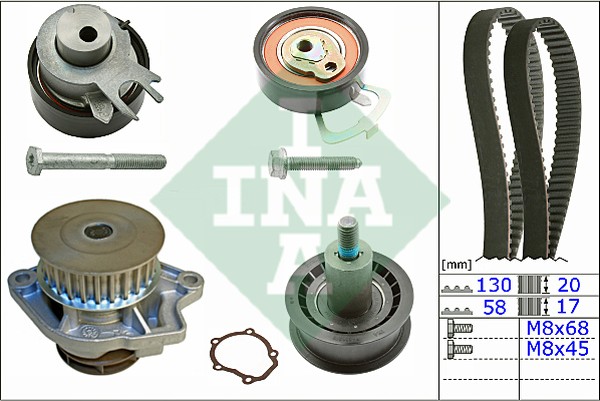 Комплект ремня ГРМ с водяным насосом SKODA Fabia Ina 530 0538 30