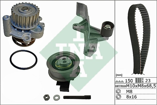 Комплект ремня ГРМ с водяным насосом AUDI A4 Ina 530 0546 30