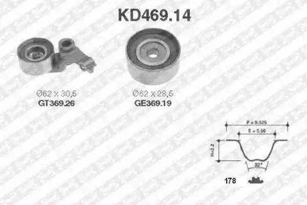 Комплект ремня ГРМ TOYOTA Avensis NTN / SNR KD469.14