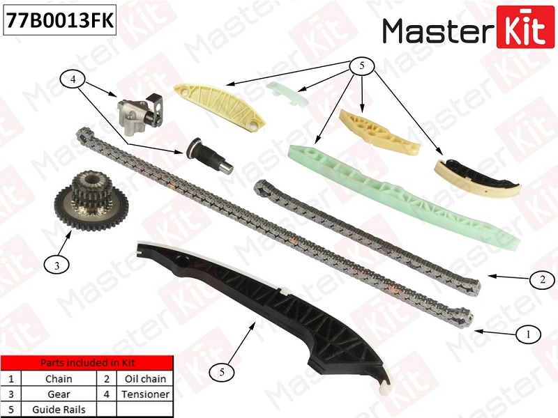 Комплект цепи ГРМ Audi A3 Masterkit 77B0013FK