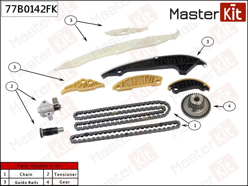 Комплект цепи ГРМ Audi A4 Masterkit 77B0142FK