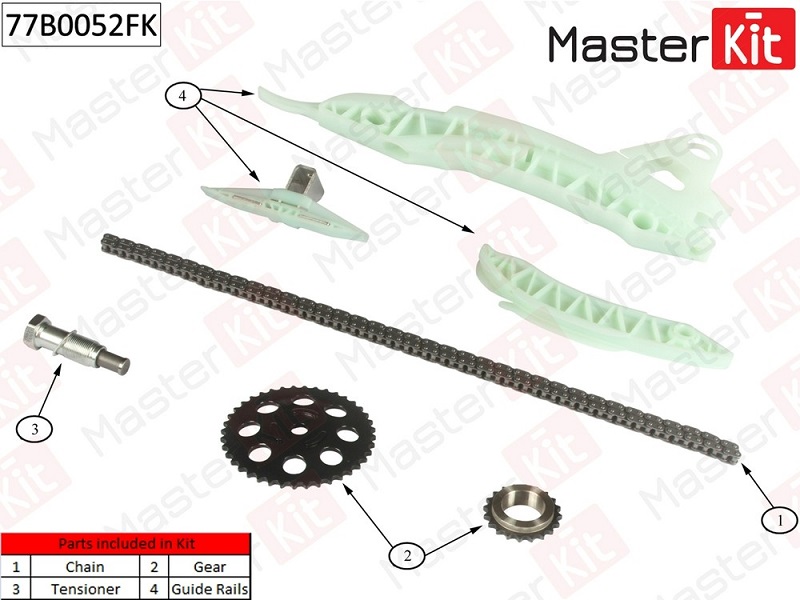 Комплект цепи ГРМ Citroen C4 Masterkit 77B0052FK