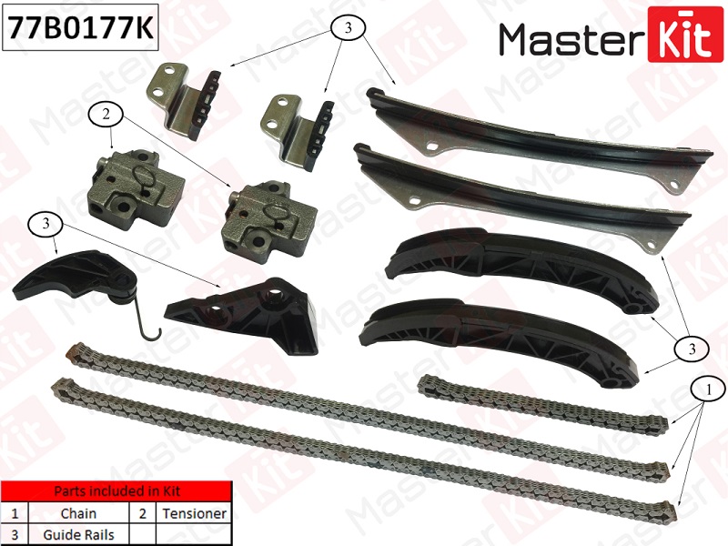 Комплект цепи ГРМ Hyundai GENESIS Masterkit 77B0177K