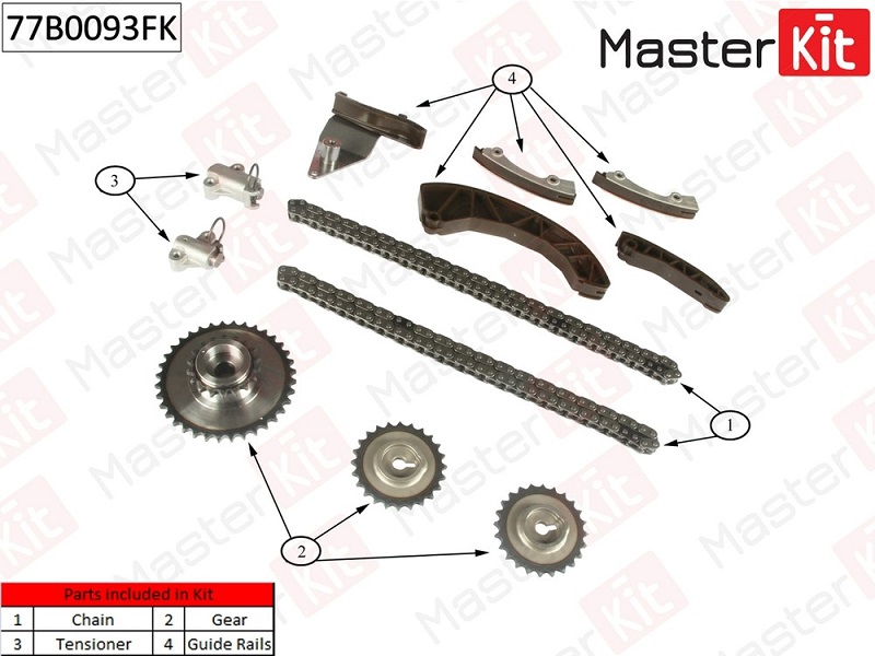 Комплект цепи ГРМ Hyundai i30 Masterkit 77B0093FK