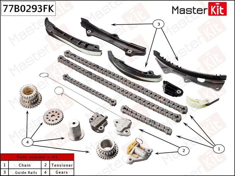 Комплект цепи ГРМ JEEP GRAND CHEROKEE Masterkit 77B0293FK