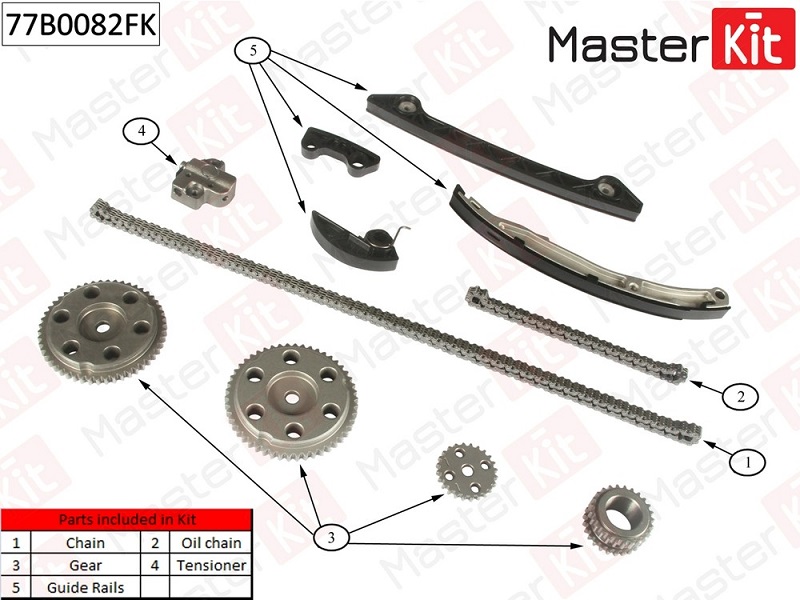 Комплект цепи ГРМ MAZDA 6 Masterkit 77B0082FK