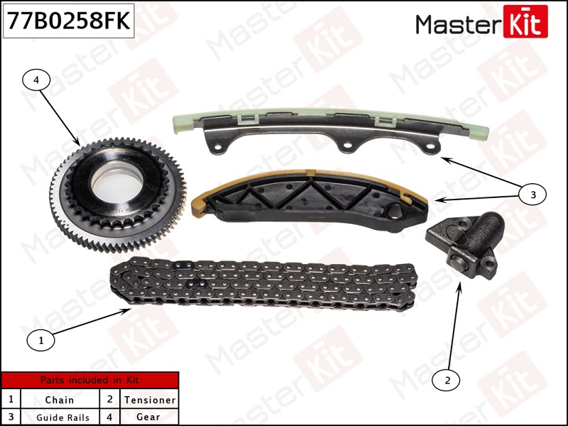 Комплект цепи ГРМ MITSUBISHI PAJERO SPORT Masterkit 77B0258FK