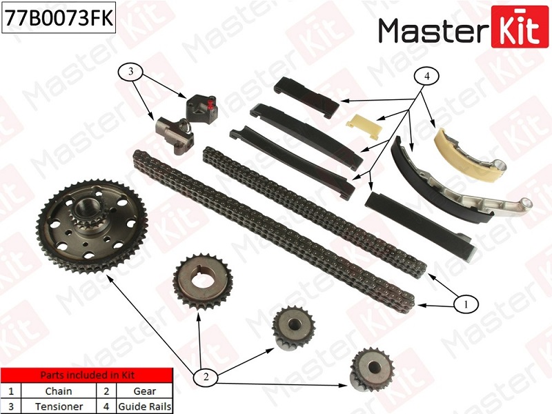 Комплект цепи ГРМ NISSAN Navara Masterkit 77B0073FK