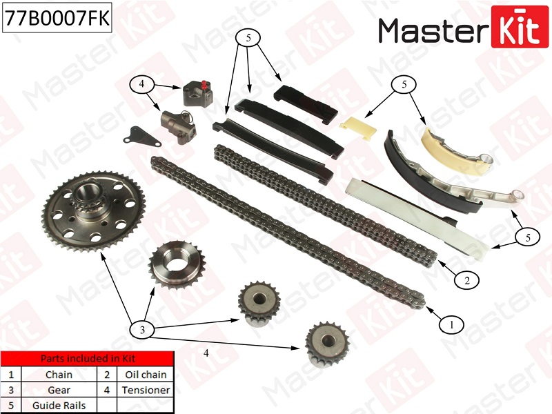 Комплект цепи ГРМ NISSAN Pathfinder Masterkit 77B0007FK