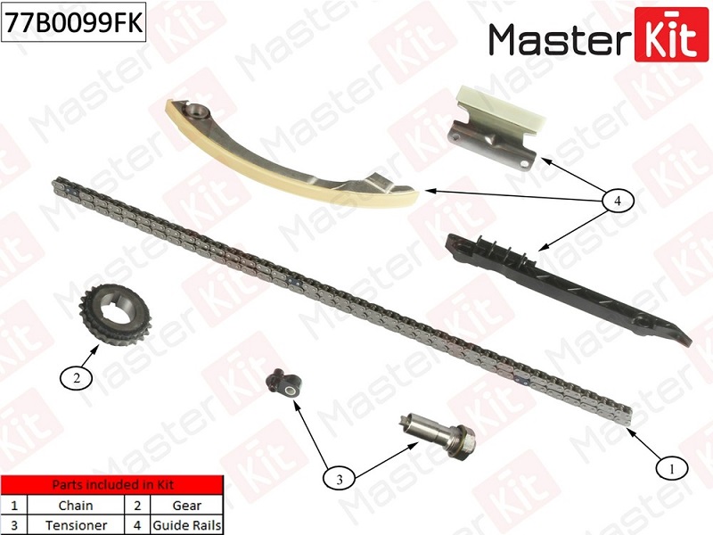 Комплект цепи ГРМ Opel Insignia Masterkit 77B0099FK