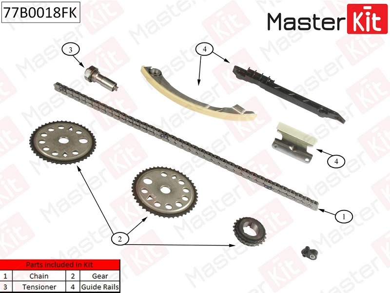 Комплект цепи ГРМ Opel Vectra C Masterkit 77B0018FK