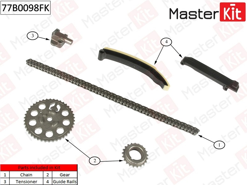 Комплект цепи ГРМ SMART CITY-COUPE Masterkit 77B0098FK