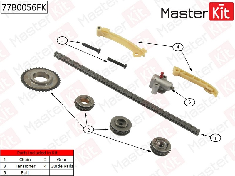 Комплект цепи ГРМ Saab 9-3 Masterkit 77B0056FK