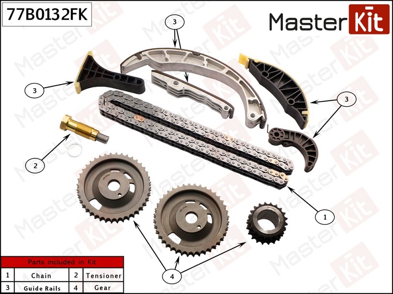 Комплект цепи ГРМ SsangYong Kyron Masterkit 77B0132FK