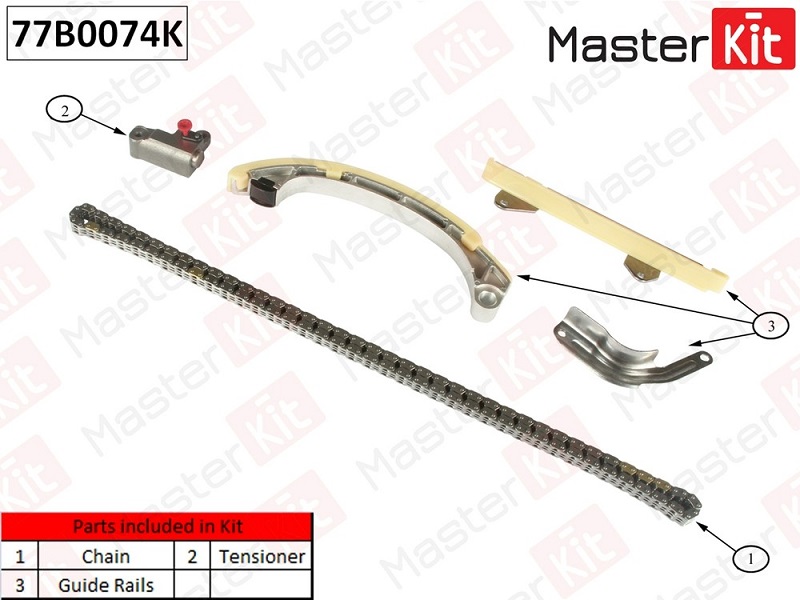 Комплект цепи ГРМ Toyota YARIS Masterkit 77B0074K