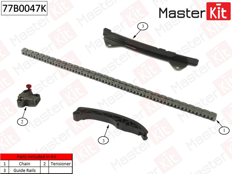 Комплект цепи ГРМ Toyota Yaris Masterkit 77B0047K