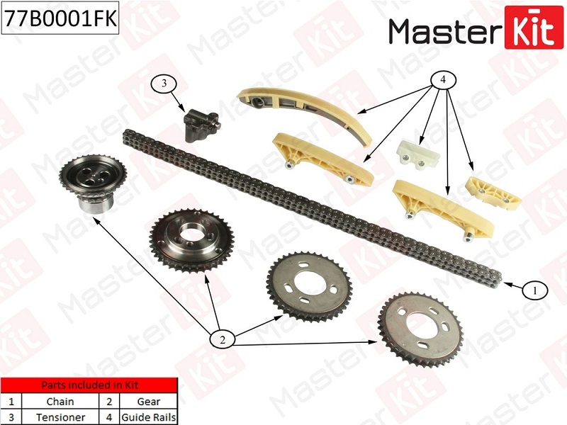 Комплект цепи ГРМ FORD MONDEO Masterkit 77B0001FK