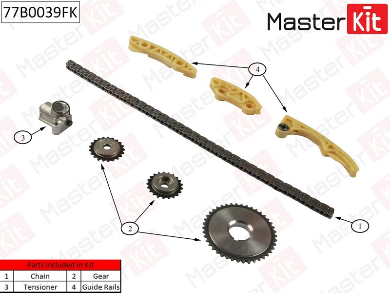 Комплект цепи ГРМ ALFA ROMEO 159 Masterkit 77B0039FK