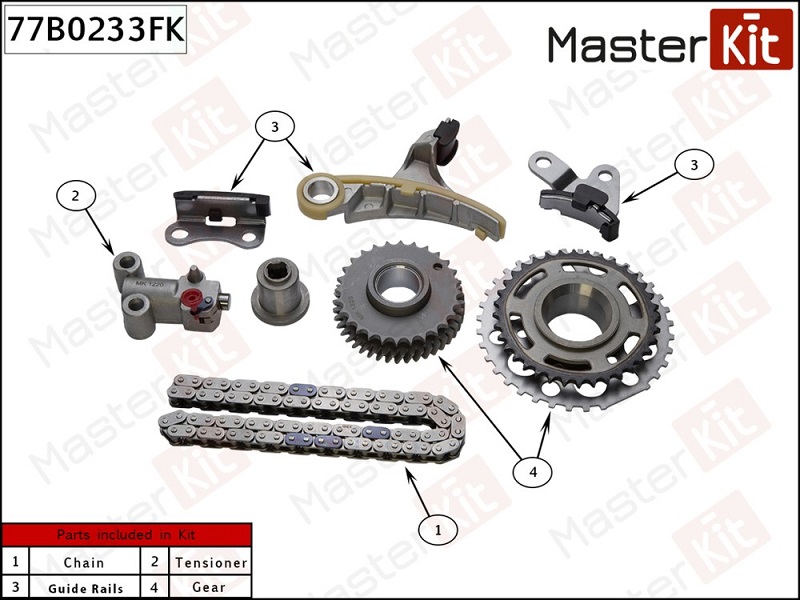 Комплект цепи ГРМ TOYOTA LAND CRUISER 120 Masterkit 77B0233FK