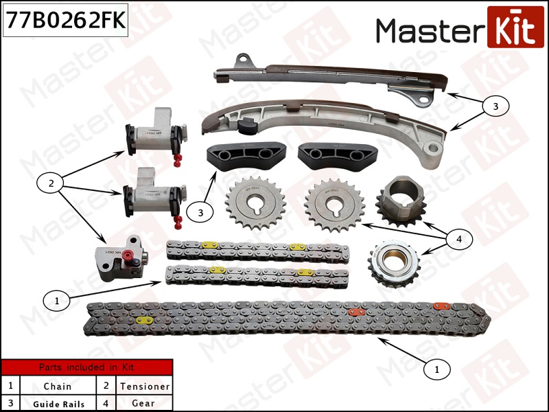 Комплект цепи ГРМ TOYOTA LAND CRUISER PRADO Masterkit 77B0262FK