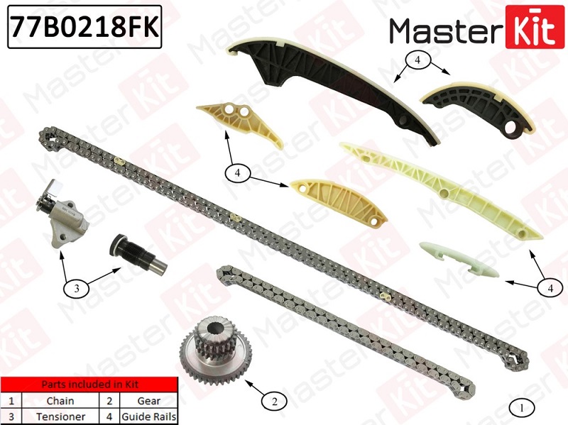 Комплект цепи ГРМ AUDI A4 Masterkit 77B0218FK